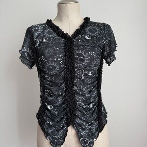 Hot Topic Cosmic Aura Celestial Ruffle Trim Girls Crop Top